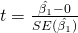 t = \frac{\hat{\beta_1} - 0}{SE(\hat{\beta_1})}